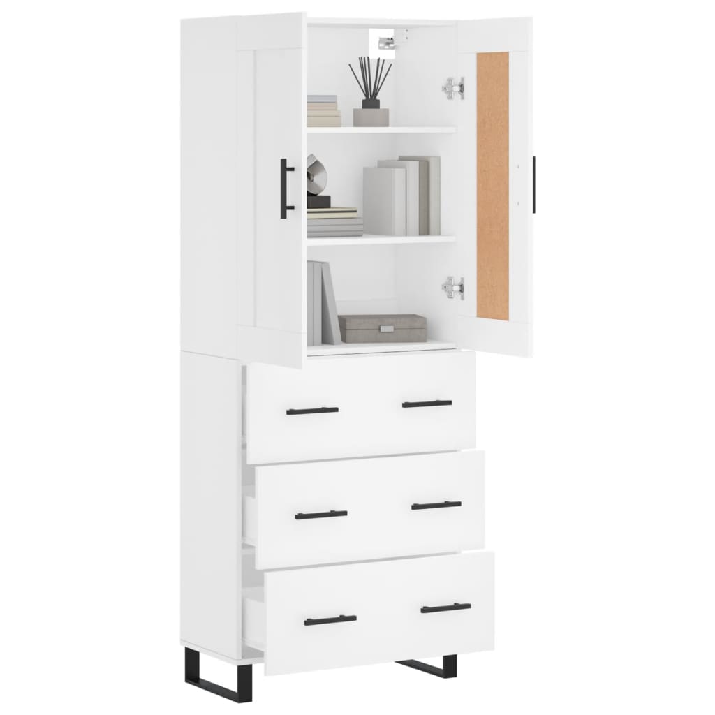 Chest of drawers, white, 69.5x34x180cm, engineered wood