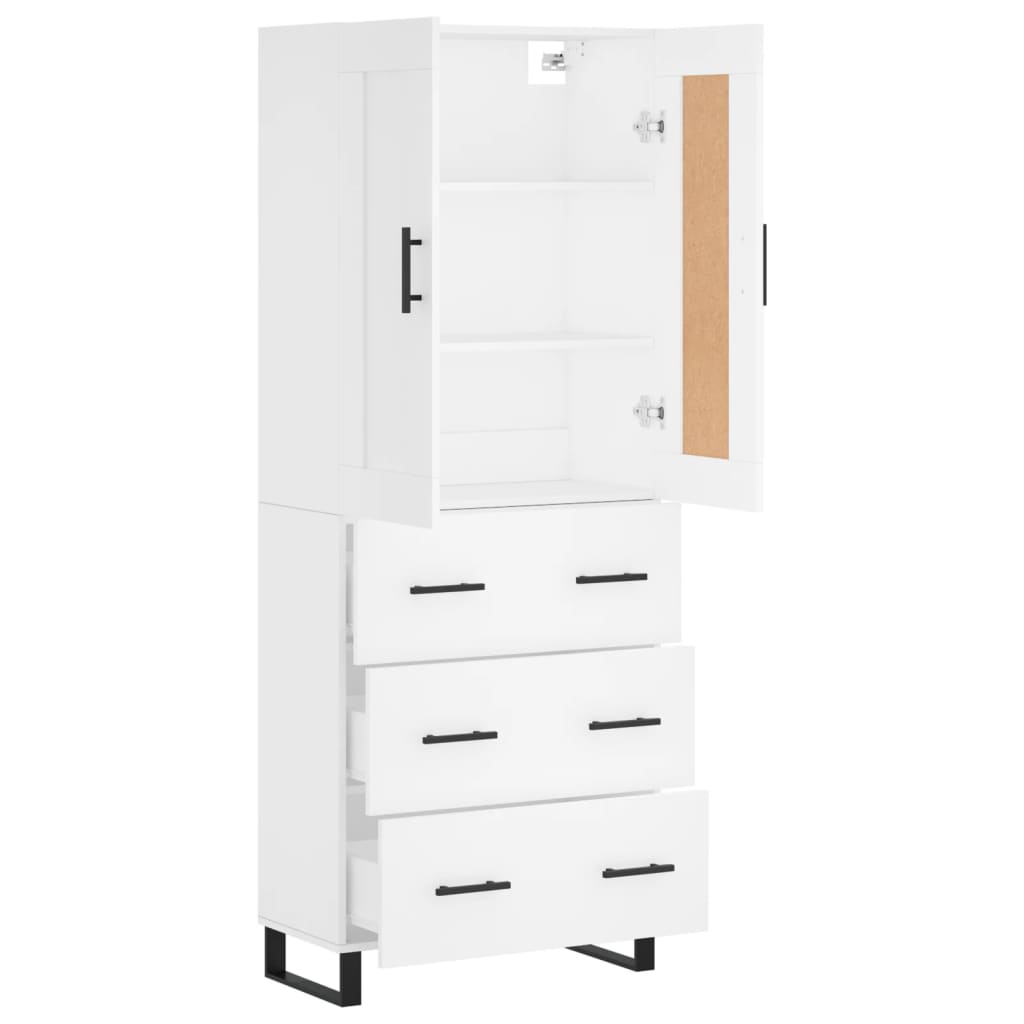 Chest of drawers, white, 69.5x34x180cm, engineered wood