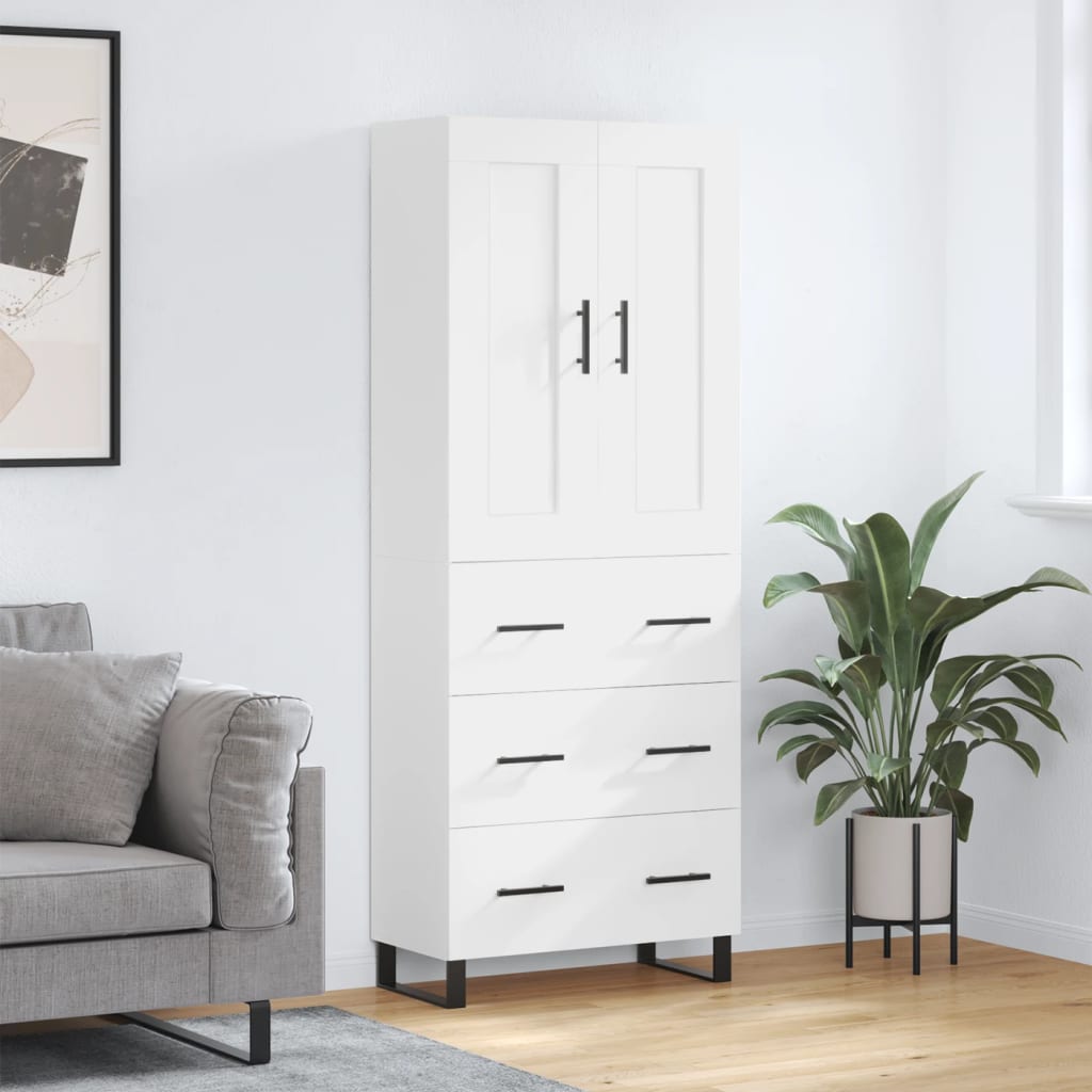 Chest of drawers, white, 69.5x34x180cm, engineered wood