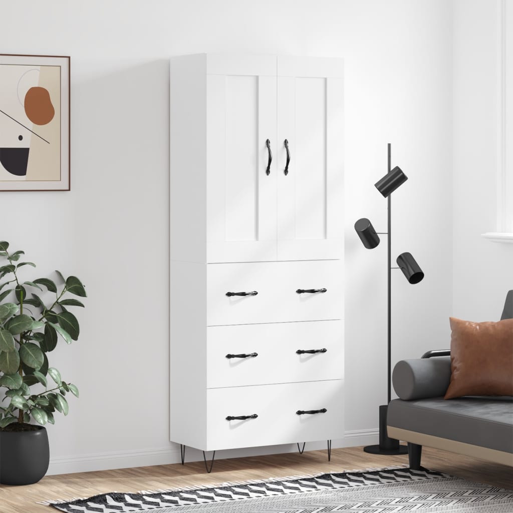 Kumode, balta, 69,5x34x180cm, apstrādāta koksne