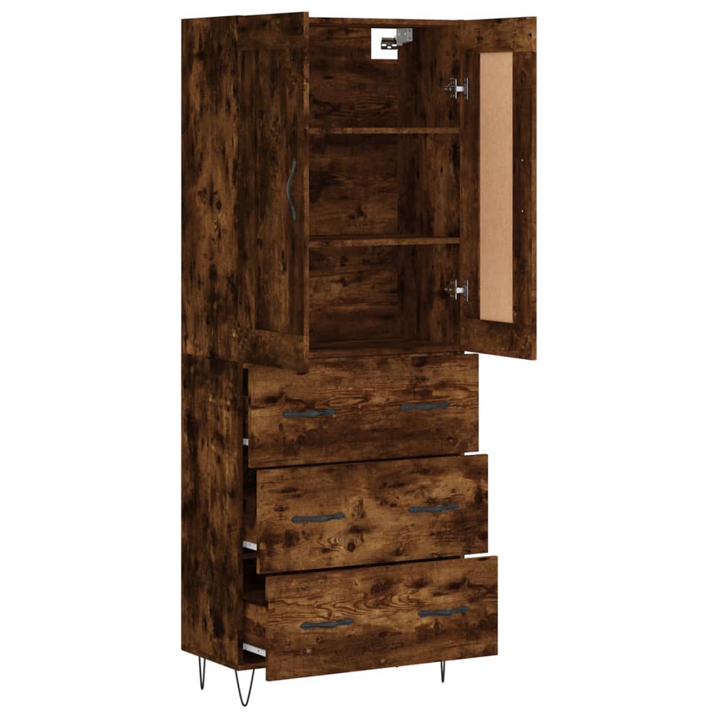 Chest of drawers, smoke oak, 69.5x34x180cm, engineered wood