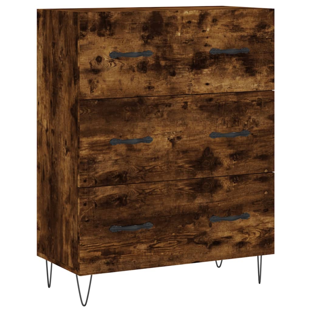 Chest of drawers, smoke oak, 69.5x34x180cm, engineered wood