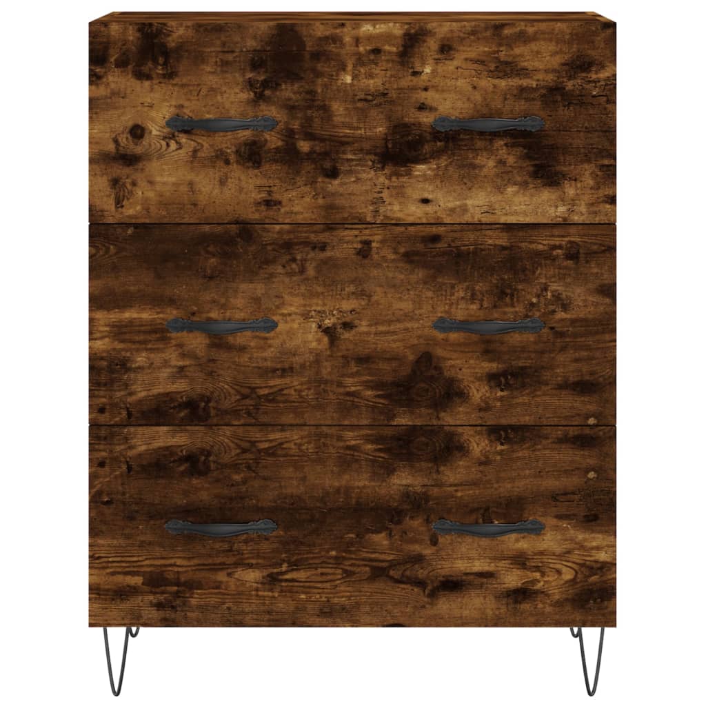 Chest of drawers, smoke oak, 69.5x34x180cm, engineered wood