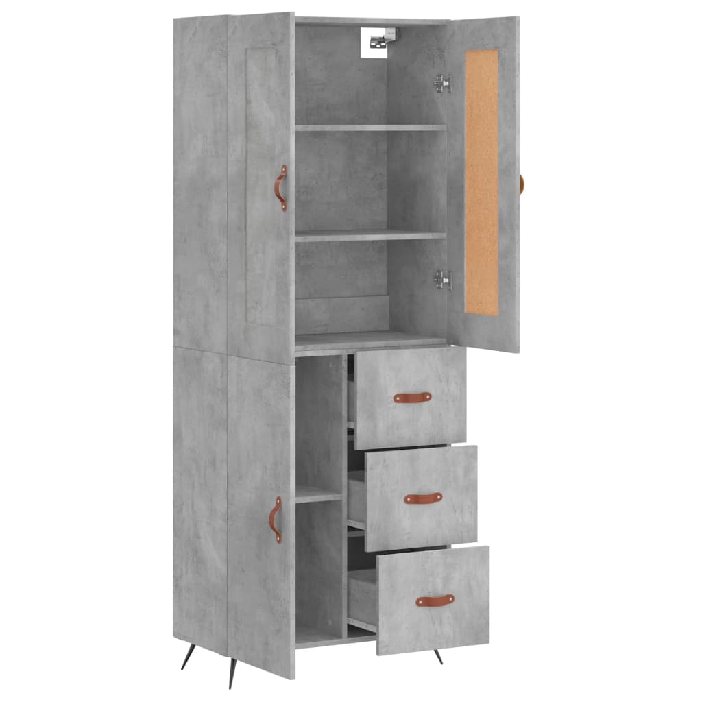 Komoda, betono pilkos spalvos, 69,5x34x180cm, apdirbta mediena