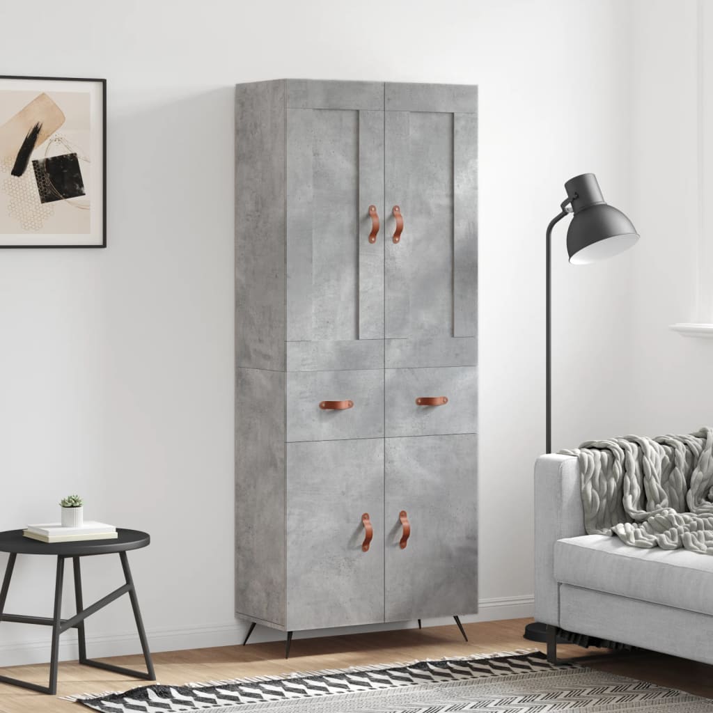 Kumode, betona pelēka krāsa, 69,5x34x180cm, apstrādāta koksne