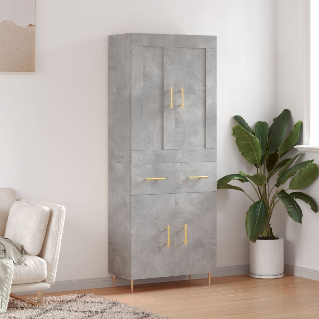 Komoda, betono pilkos spalvos, 69,5x34x180cm, apdirbta mediena