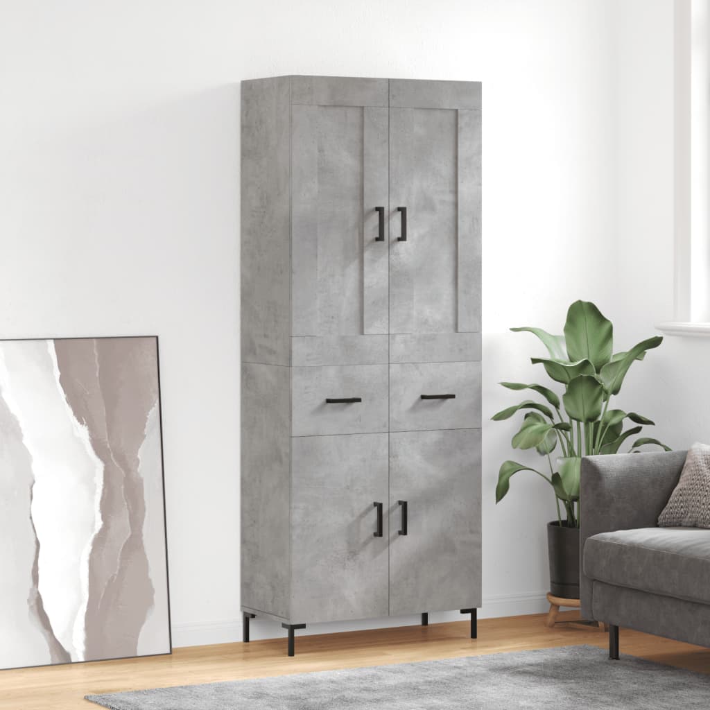 Kumode, betona pelēka krāsa, 69,5x34x180cm, apstrādāta koksne