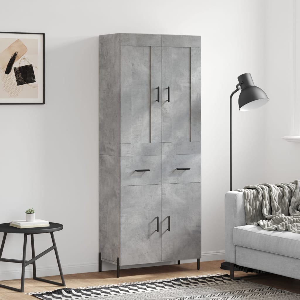 Komoda, betono pilkos spalvos, 69,5x34x180cm, apdirbta mediena