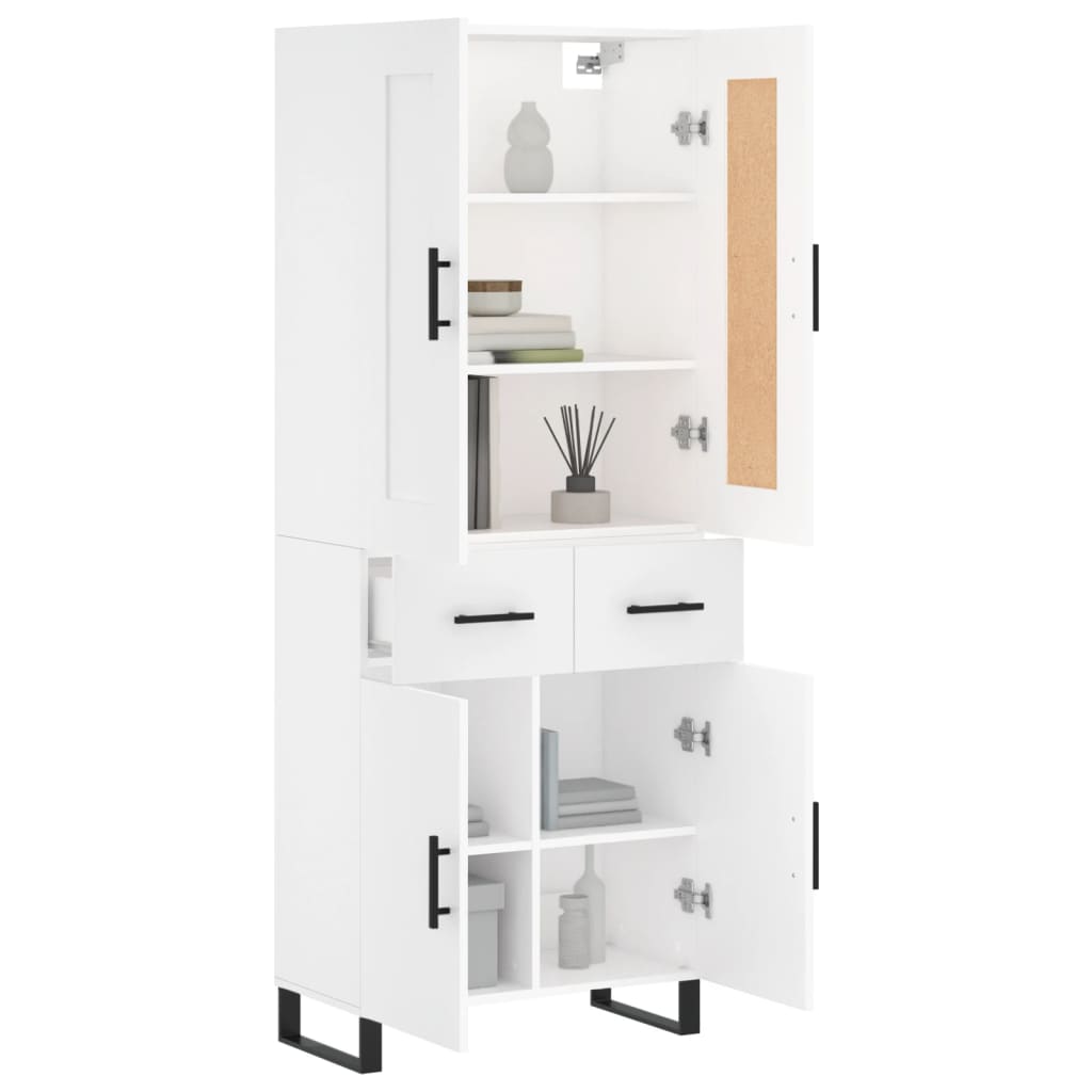 Chest of drawers, white, 69.5x34x180cm, engineered wood