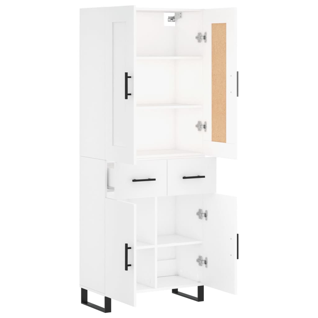 Chest of drawers, white, 69.5x34x180cm, engineered wood
