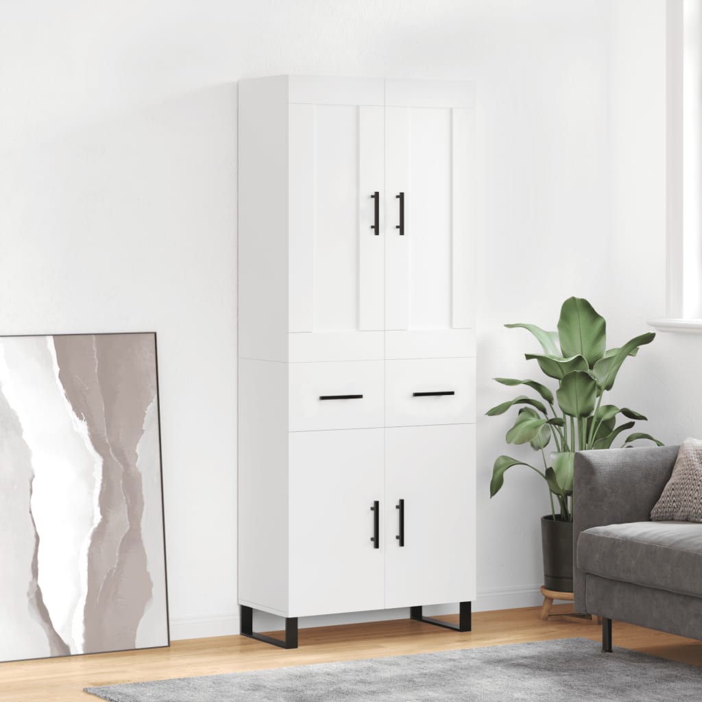 Chest of drawers, white, 69.5x34x180cm, engineered wood