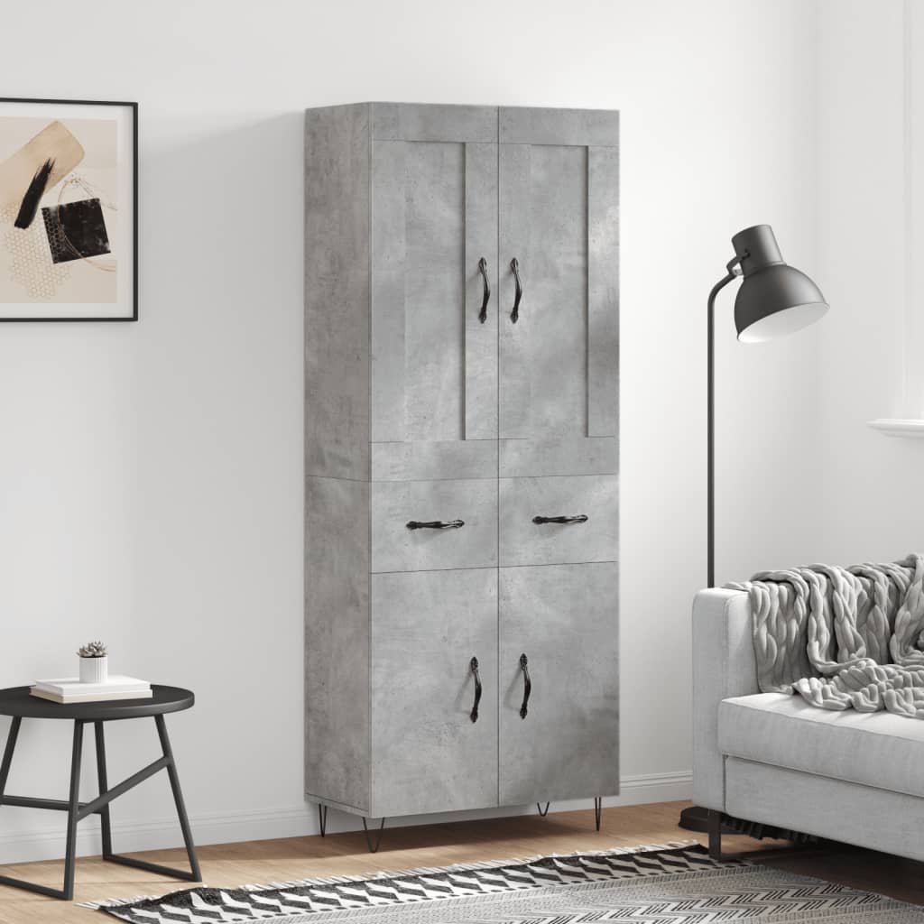 Komoda, betono pilkos spalvos, 69,5x34x180cm, apdirbta mediena