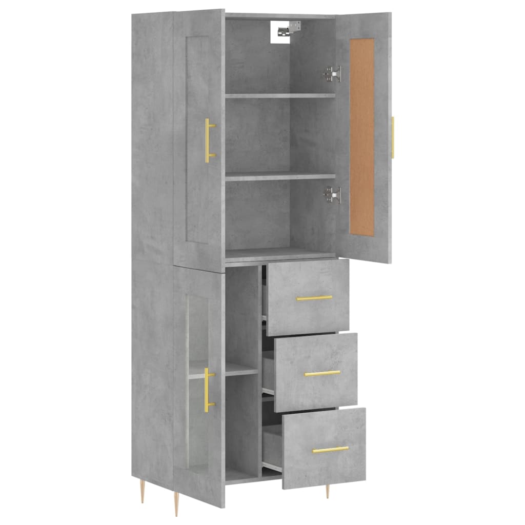 Komoda, betono pilkos spalvos, 69,5x34x180cm, apdirbta mediena