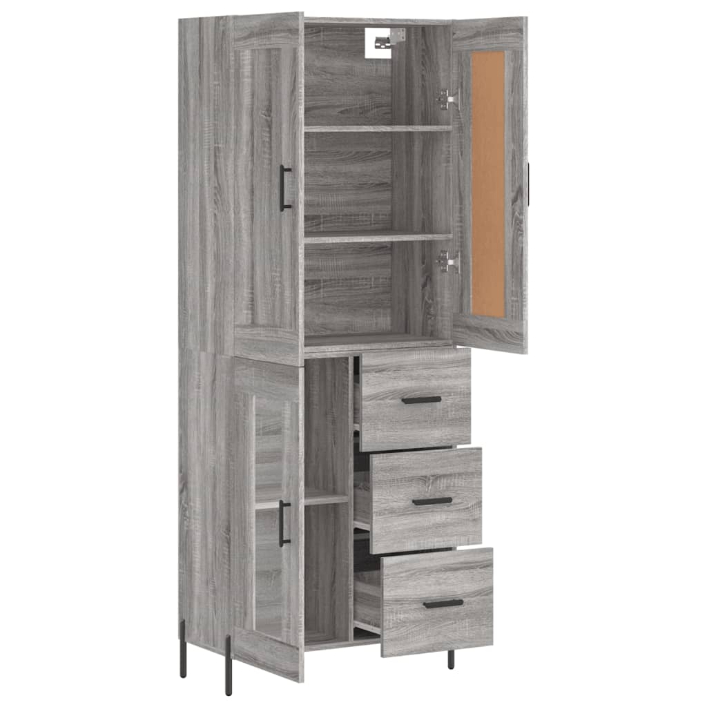 Chest of drawers, grey oak, 69.5x34x180cm, engineered wood