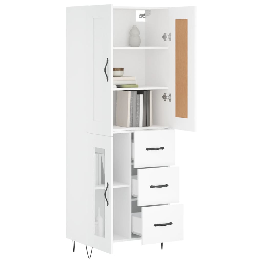 Chest of drawers, white, 69.5x34x180cm, engineered wood