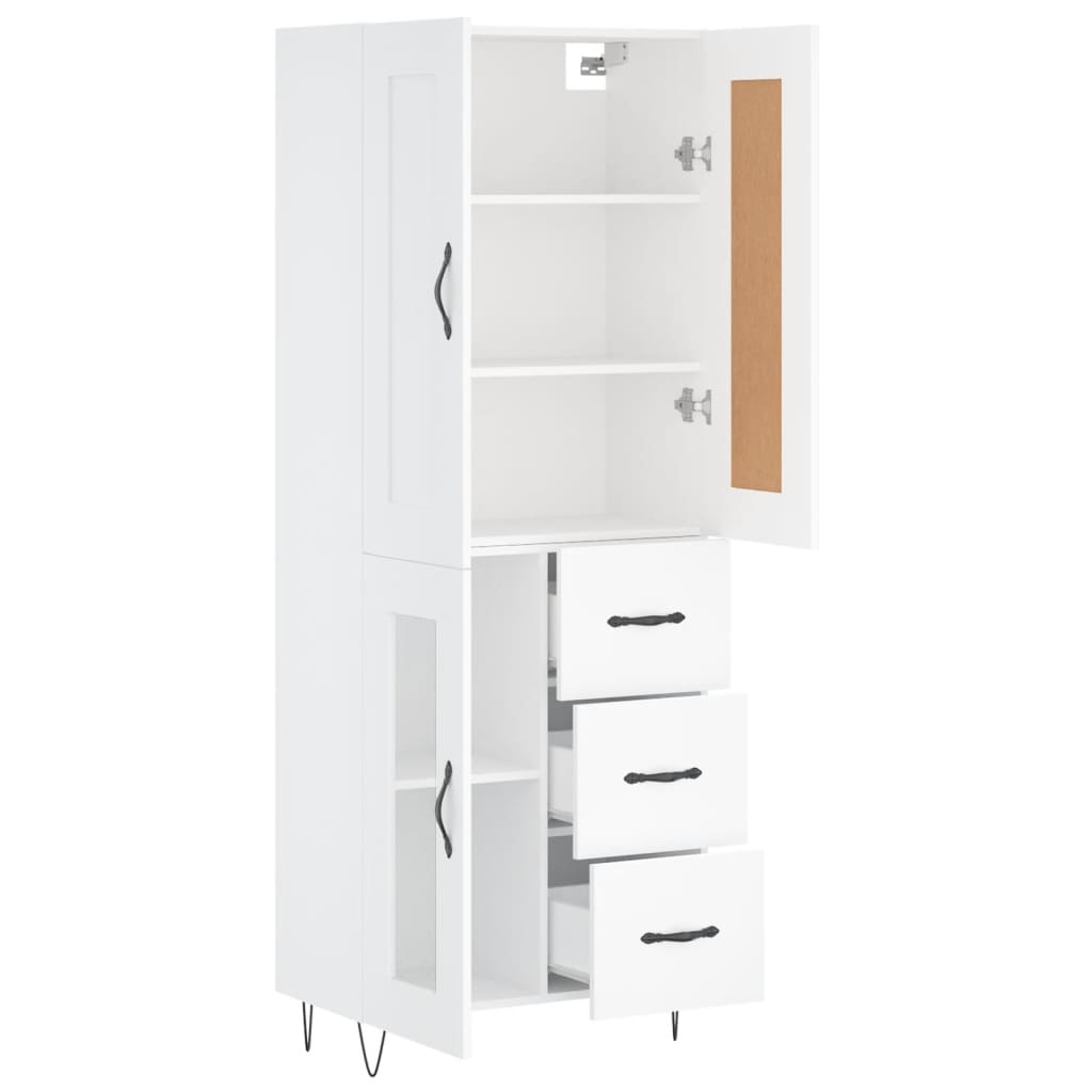 Chest of drawers, white, 69.5x34x180cm, engineered wood