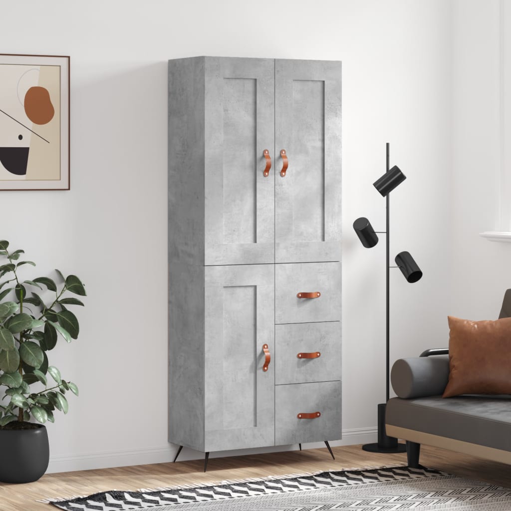 Komoda, betono pilkos spalvos, 69,5x34x180cm, apdirbta mediena