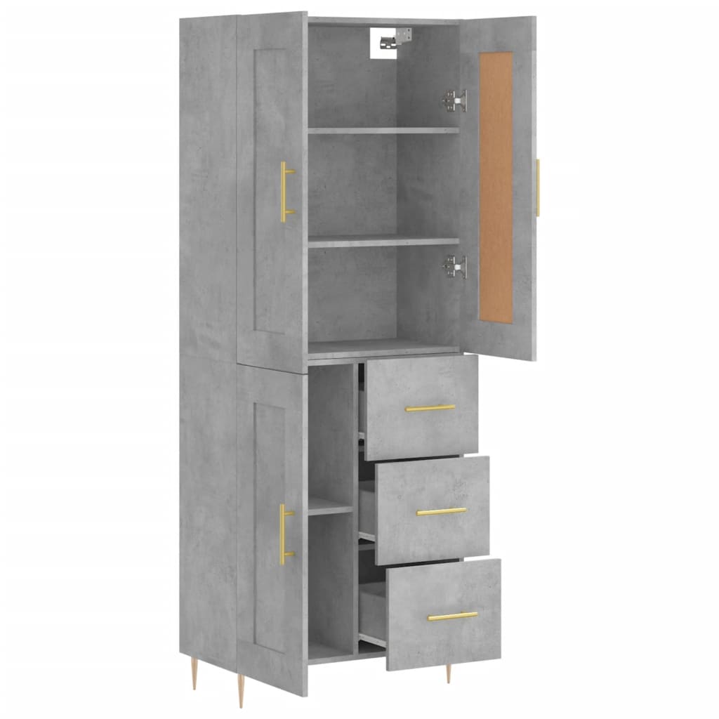 Komoda, betono pilkos spalvos, 69,5x34x180cm, apdirbta mediena