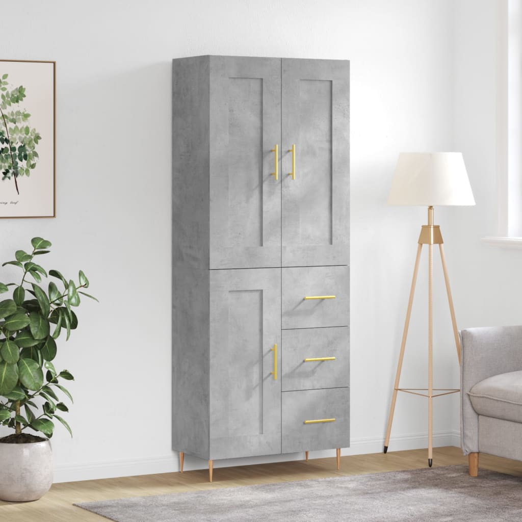 Komoda, betono pilkos spalvos, 69,5x34x180cm, apdirbta mediena