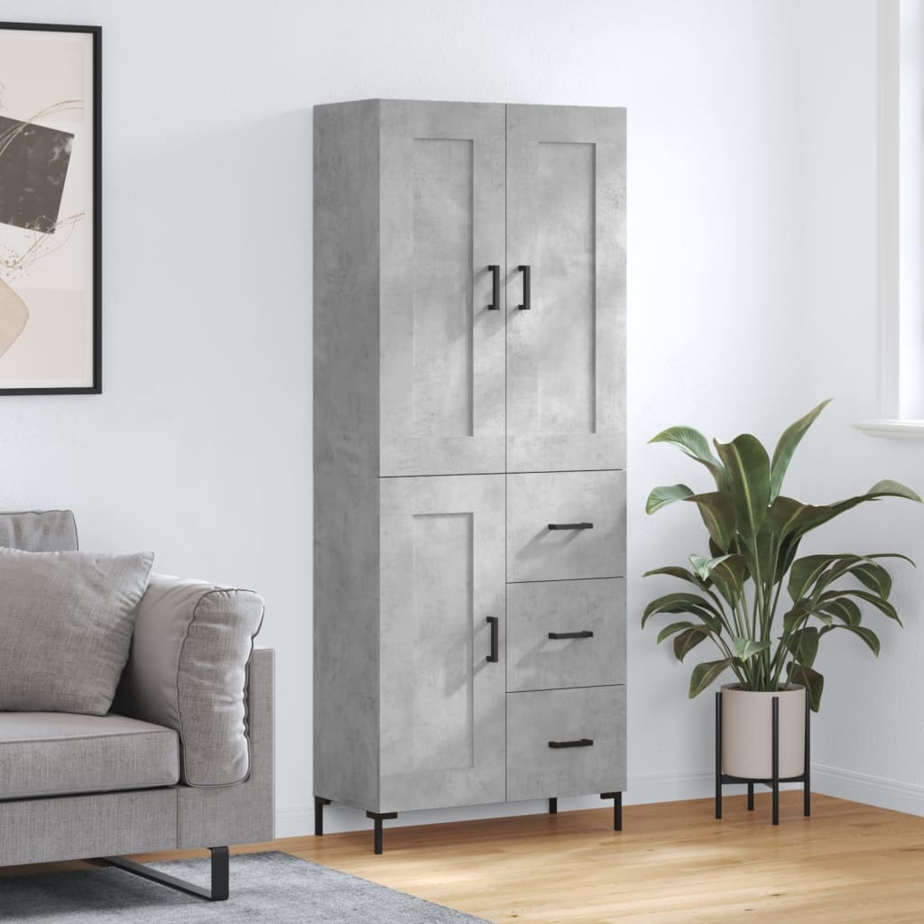 Komoda, betono pilkos spalvos, 69,5x34x180cm, apdirbta mediena