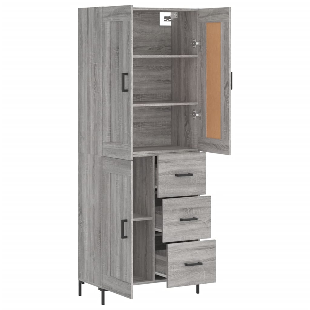 Chest of drawers, grey oak, 69.5x34x180cm, engineered wood