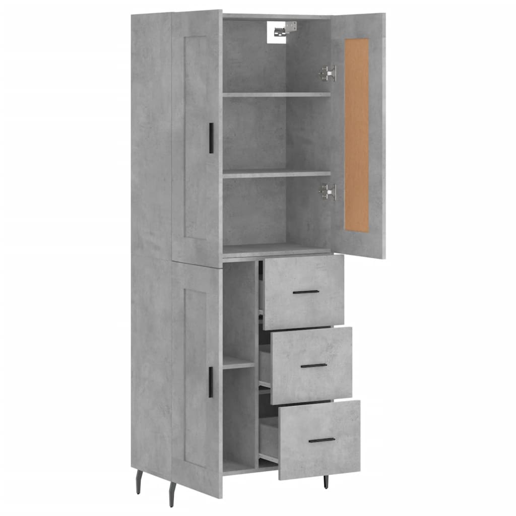 Komoda, betono pilkos spalvos, 69,5x34x180cm, apdirbta mediena