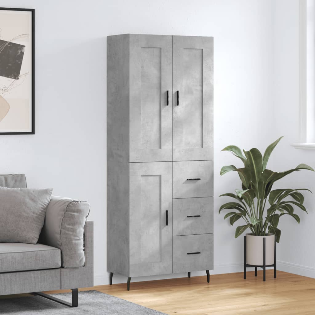 Komoda, betono pilkos spalvos, 69,5x34x180cm, apdirbta mediena