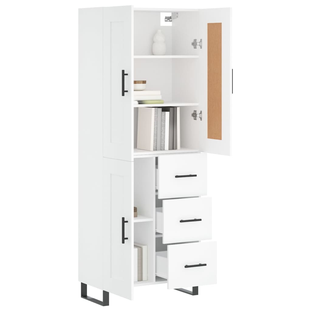 Chest of drawers, white, 69.5x34x180cm, engineered wood