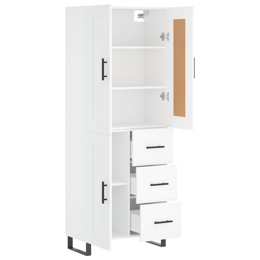 Chest of drawers, white, 69.5x34x180cm, engineered wood