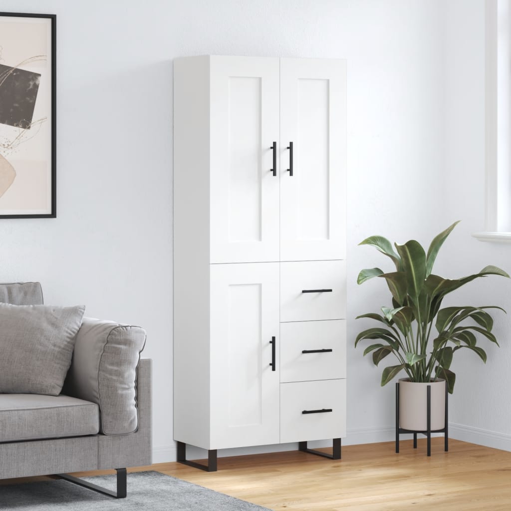 Chest of drawers, white, 69.5x34x180cm, engineered wood