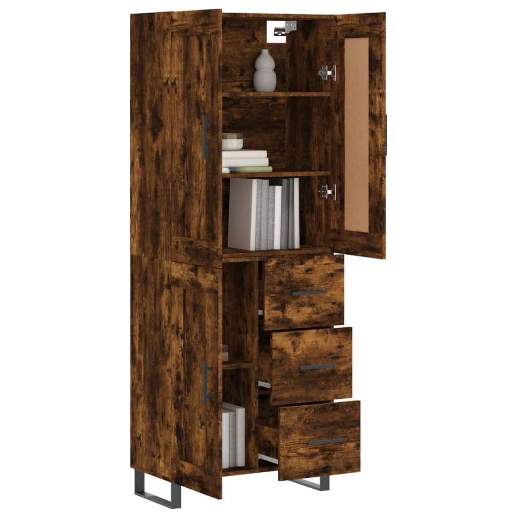 Chest of drawers, smoke oak, 69.5x34x180cm, engineered wood