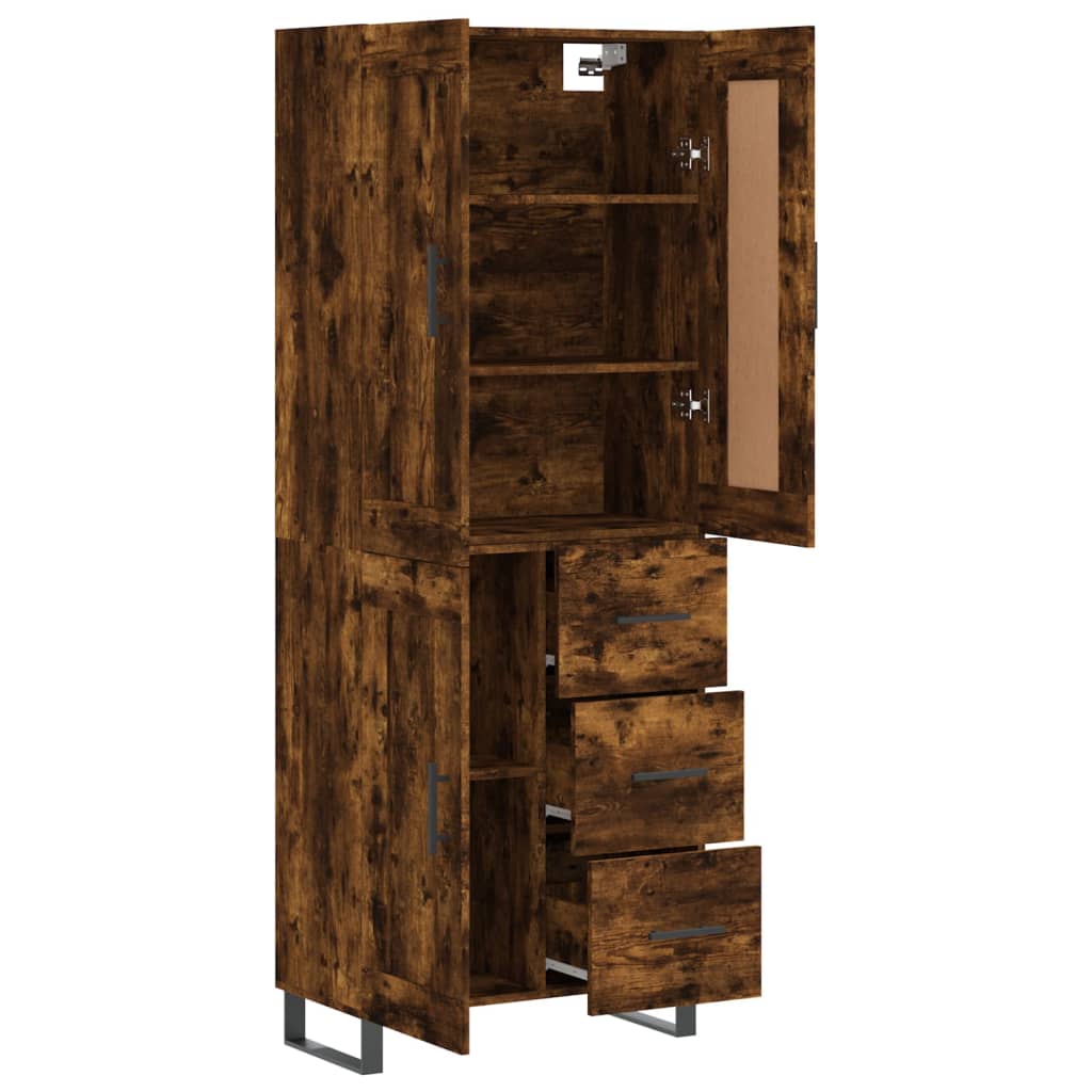 Chest of drawers, smoke oak, 69.5x34x180cm, engineered wood