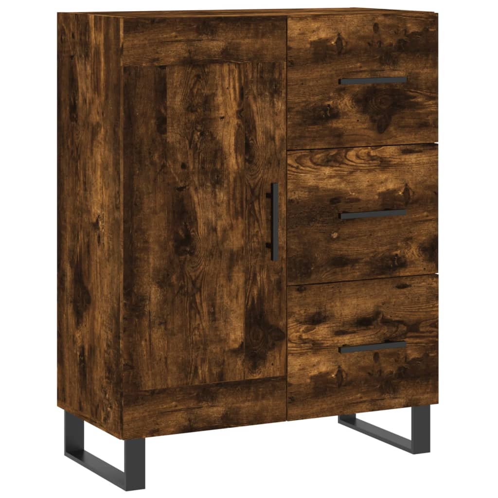 Chest of drawers, smoke oak, 69.5x34x180cm, engineered wood