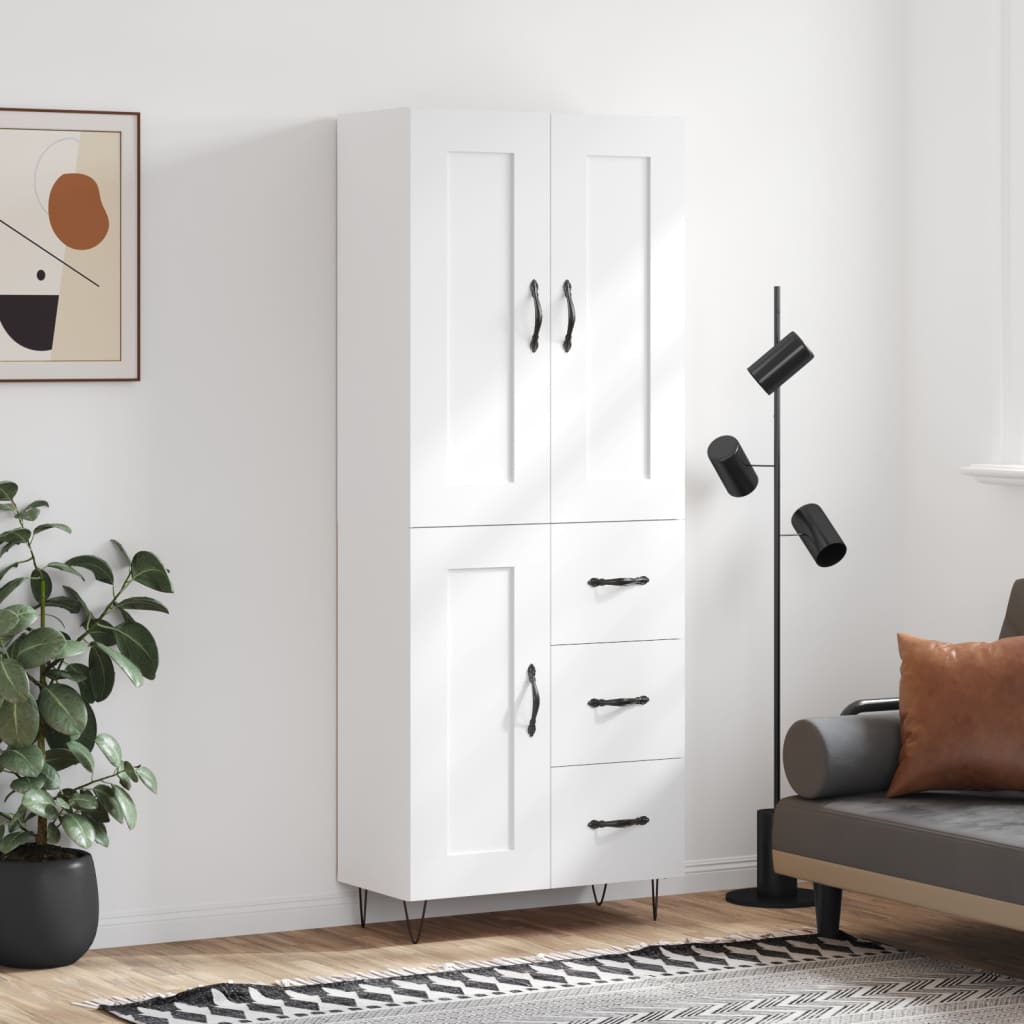 Kumode, balta, 69,5x34x180cm, apstrādāta koksne
