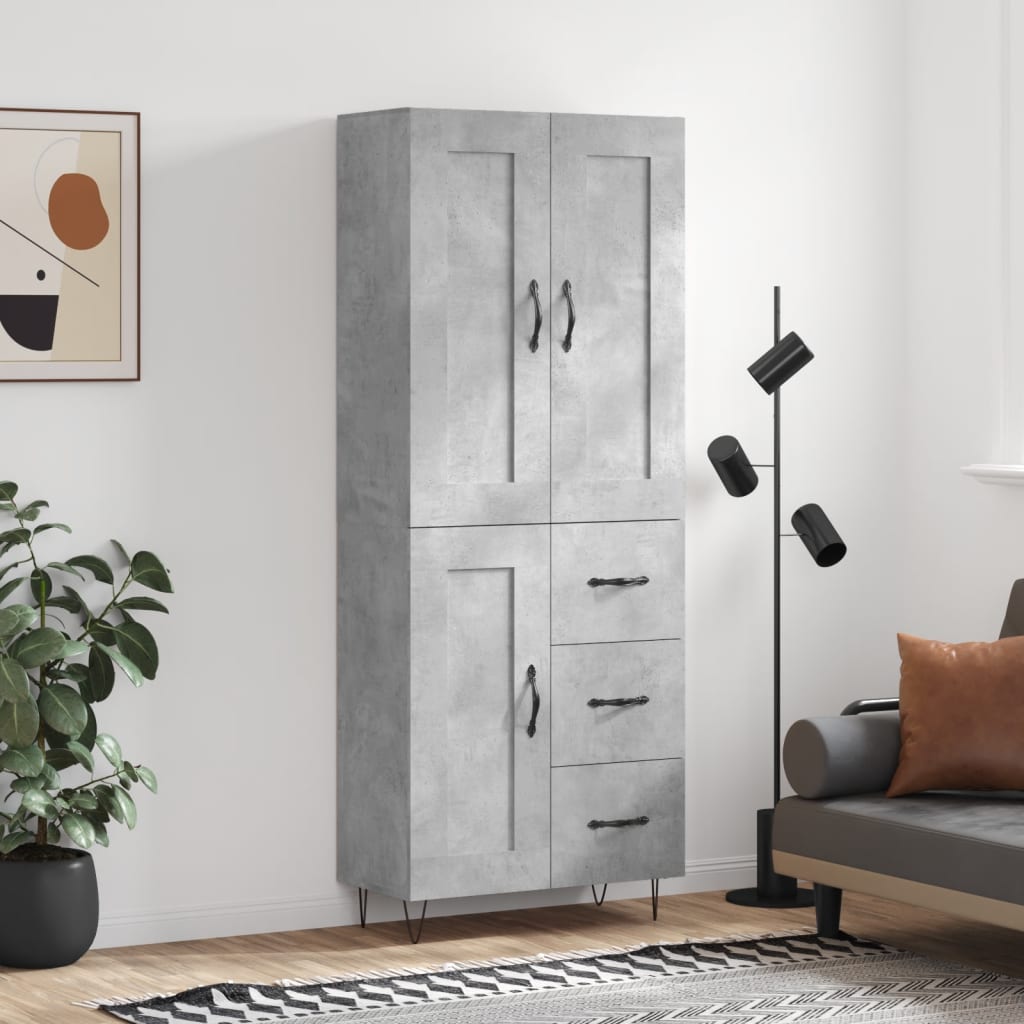 Komoda, betono pilkos spalvos, 69,5x34x180cm, apdirbta mediena