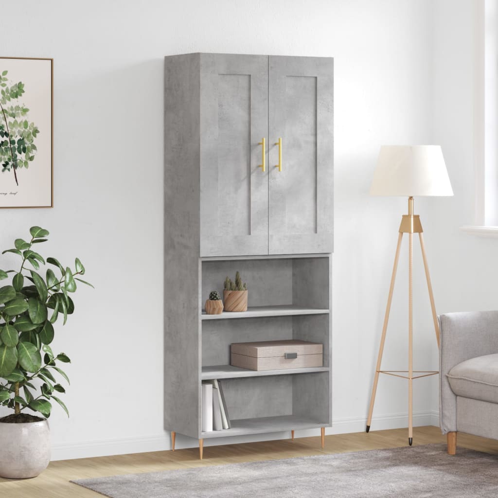Komoda, betono pilkos spalvos, 69,5x34x180cm, apdirbta mediena