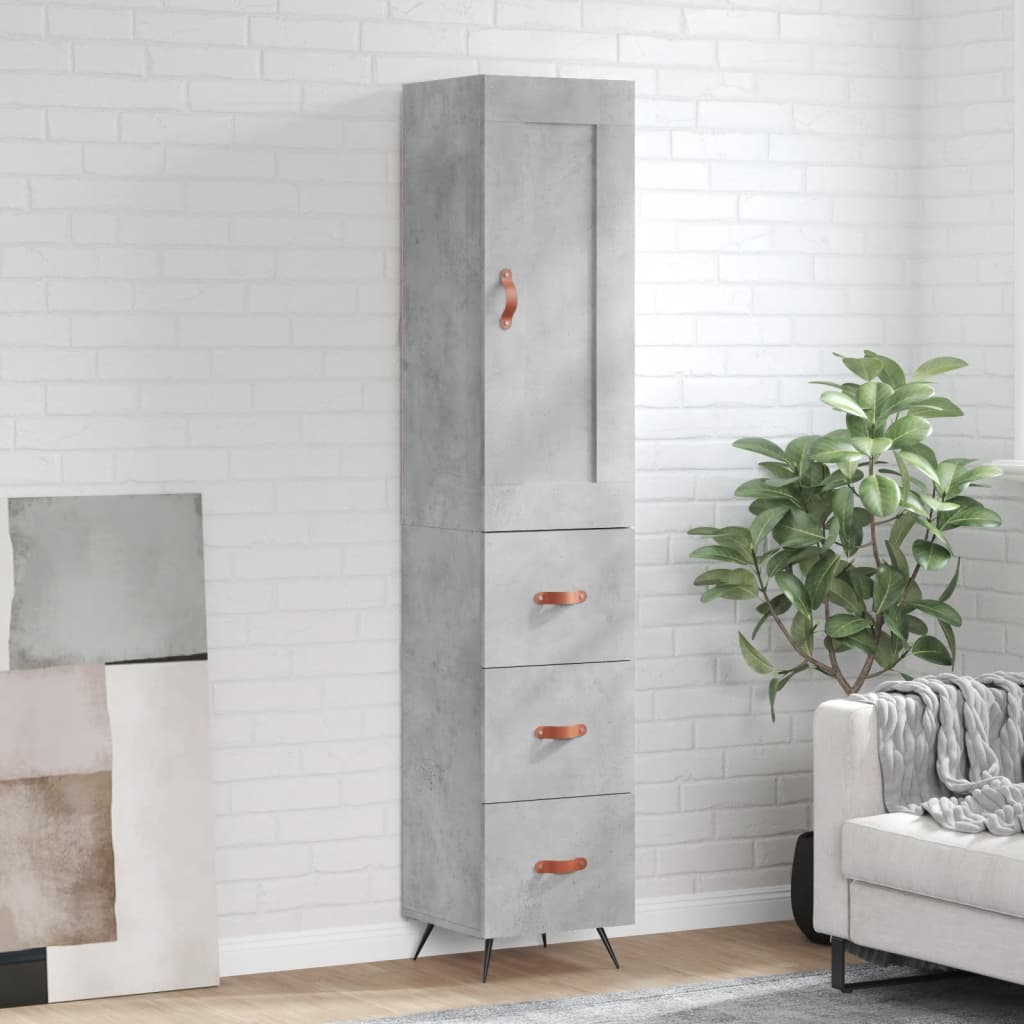 Chest of drawers, concrete grey, 34.5x34x180cm, engineered wood