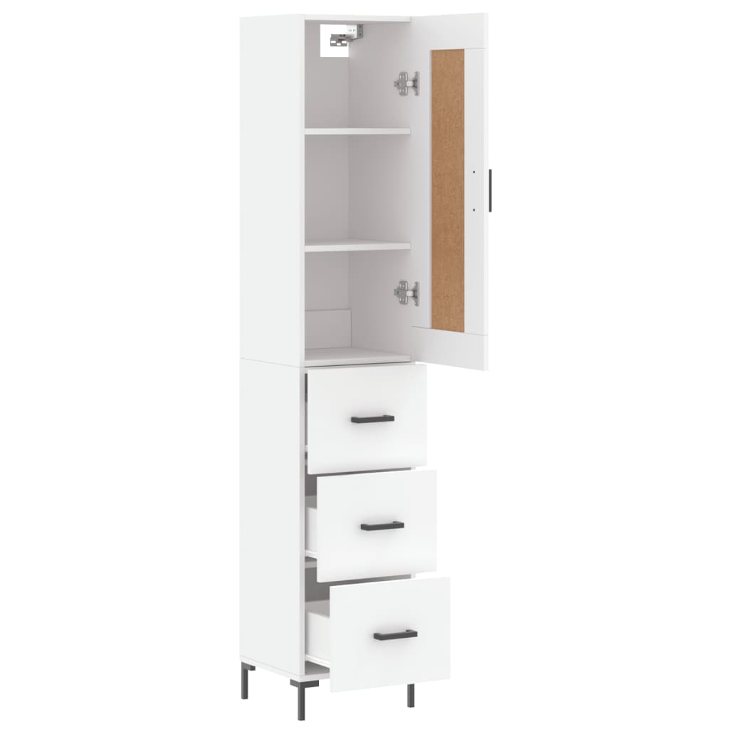 Chest of drawers, white, 34.5x34x180cm, engineered wood