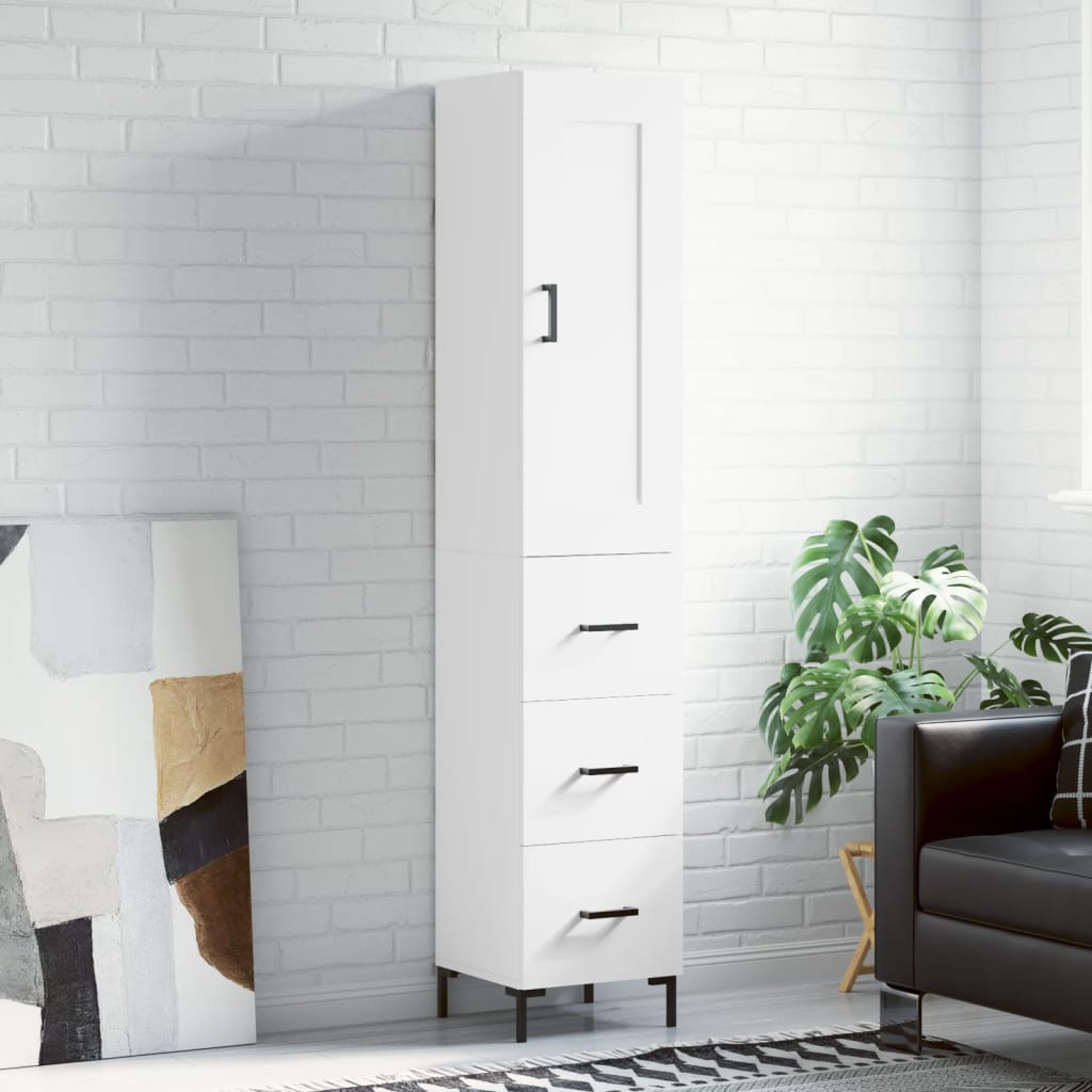 Chest of drawers, white, 34.5x34x180cm, engineered wood