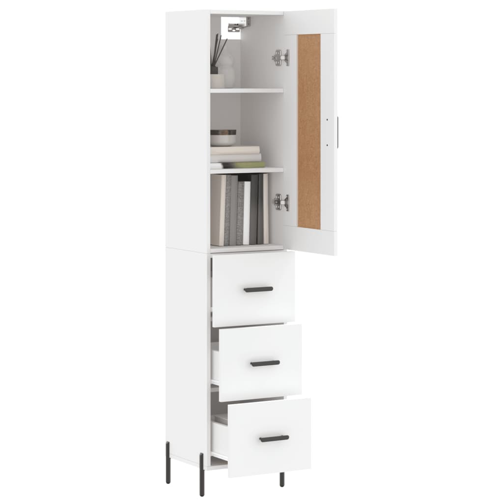 Chest of drawers, white, 34.5x34x180cm, engineered wood
