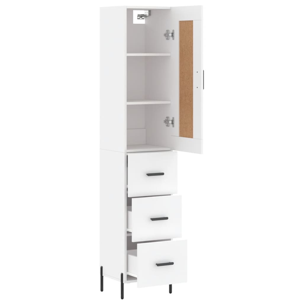 Chest of drawers, white, 34.5x34x180cm, engineered wood