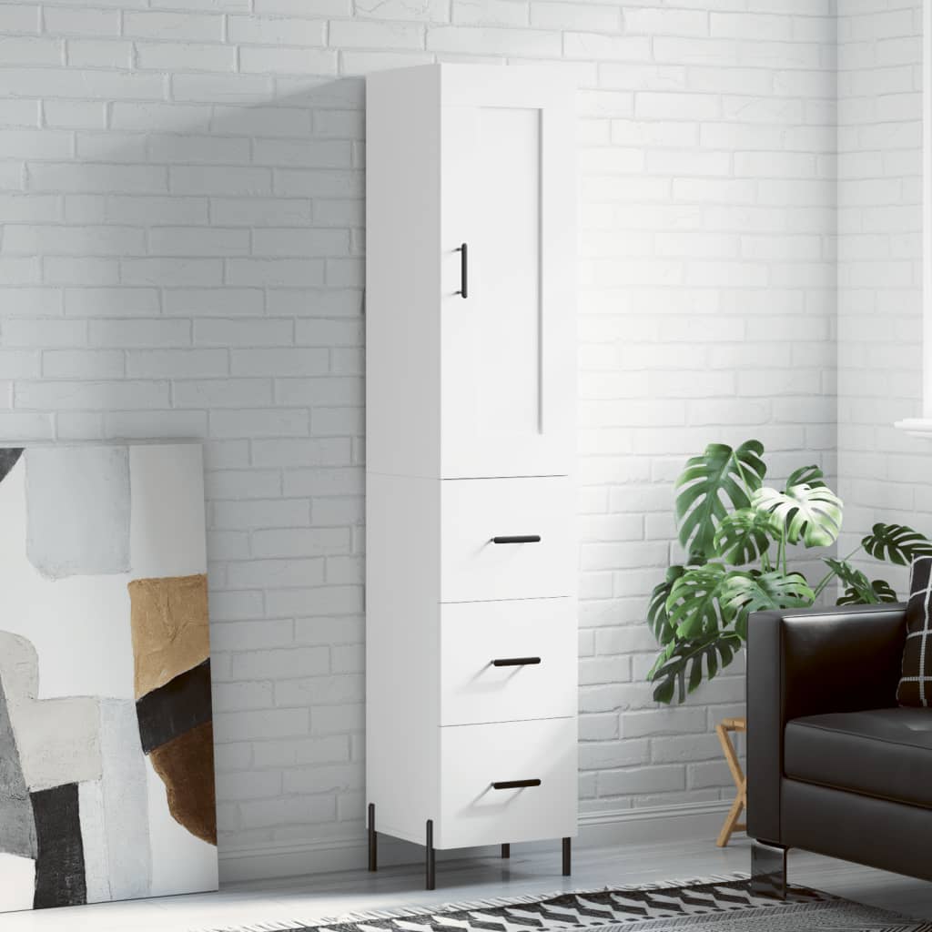 Chest of drawers, white, 34.5x34x180cm, engineered wood