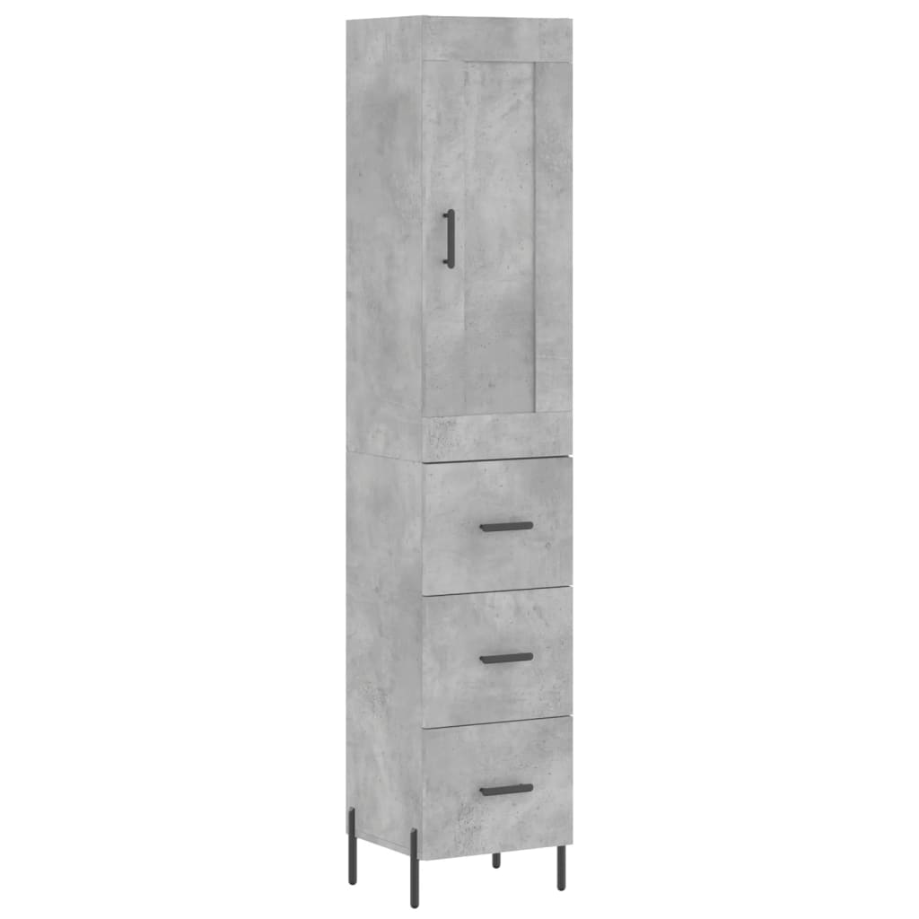 Kumode, betona pelēka krāsa, 34,5x34x180cm, apstrādāta koksne