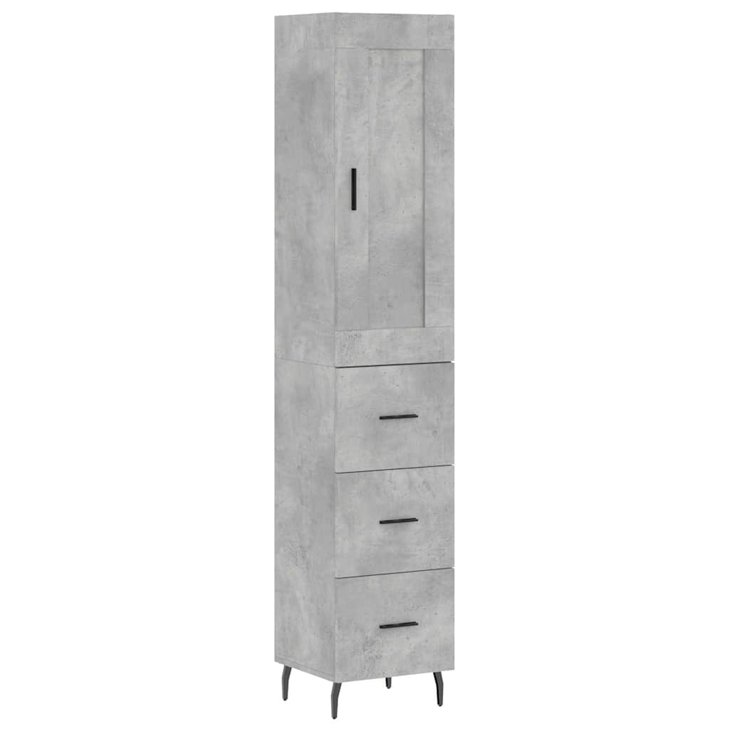 Kumode, betona pelēka krāsa, 34,5x34x180cm, apstrādāta koksne