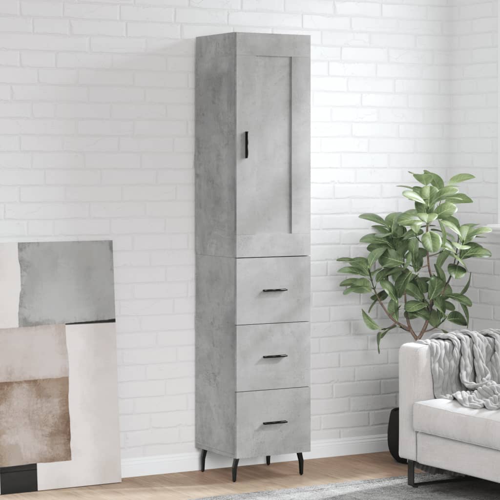 Chest of drawers, concrete grey, 34.5x34x180cm, engineered wood