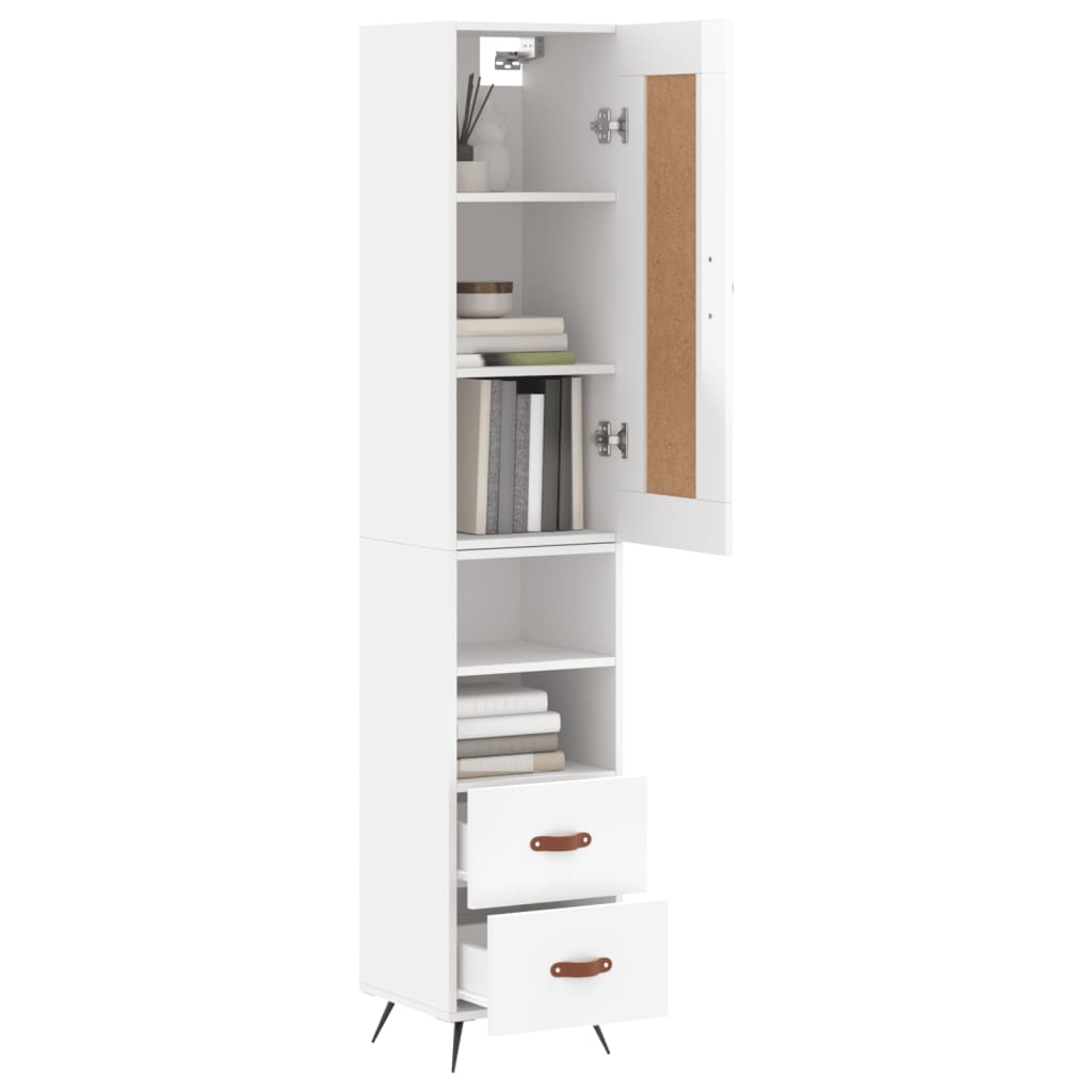 Chest of drawers, white, 34.5x34x180cm, engineered wood, high gloss