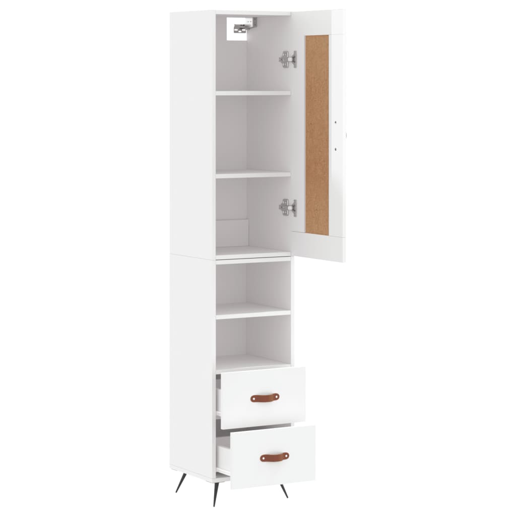 Chest of drawers, white, 34.5x34x180cm, engineered wood, high gloss