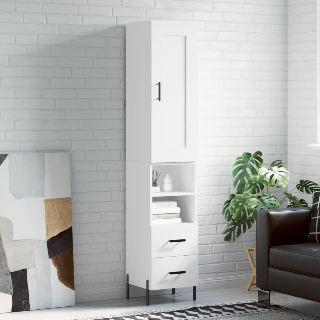 Chest of drawers, white, 34.5x34x180cm, engineered wood