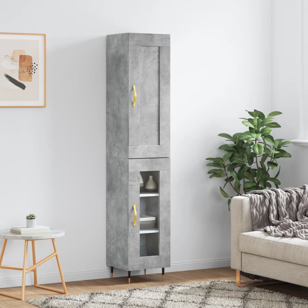 Chest of drawers, concrete grey, 34.5x34x180cm, engineered wood