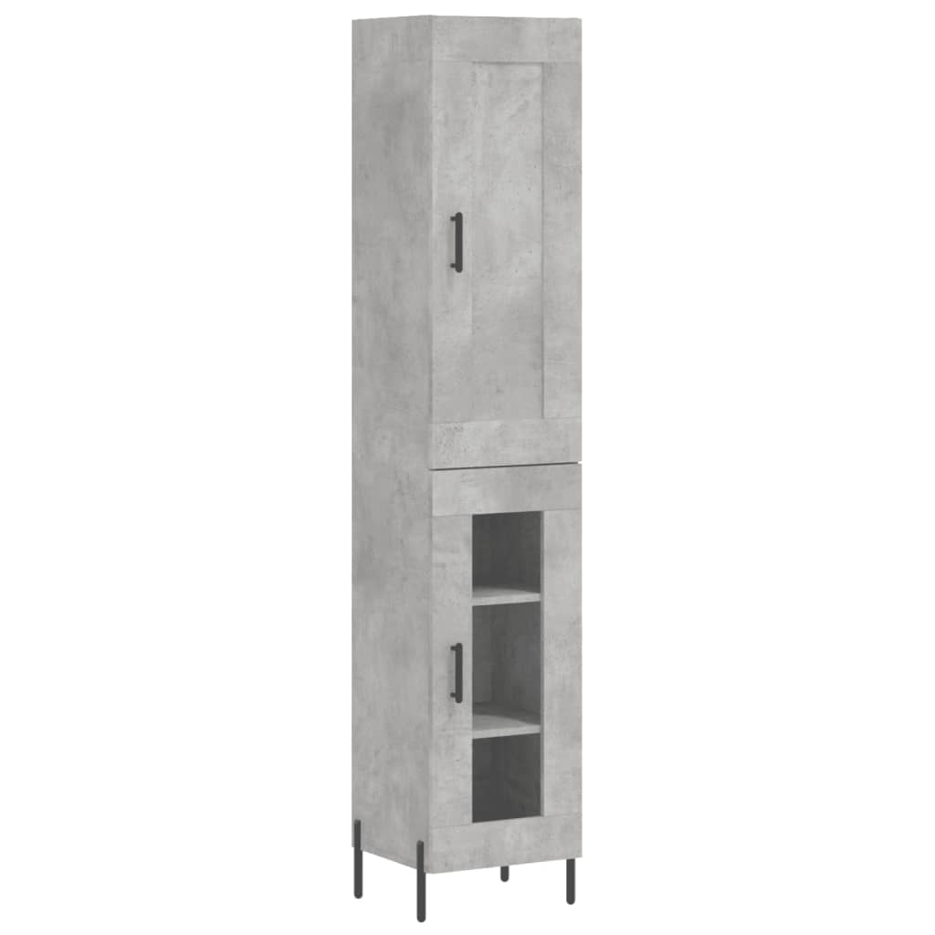Kumode, betona pelēka krāsa, 34,5x34x180cm, apstrādāta koksne